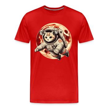 Chat, Espace, Astronaute, Espace, Kawaii - T-shirt bio Premium Homme - rouge - Devant - Damien (186cm)