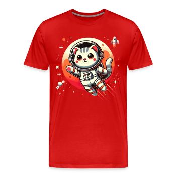Chat, Espace, Astronaute, Espace, Kawaii - T-shirt bio Premium Homme - rouge - Devant - Damien (186cm)