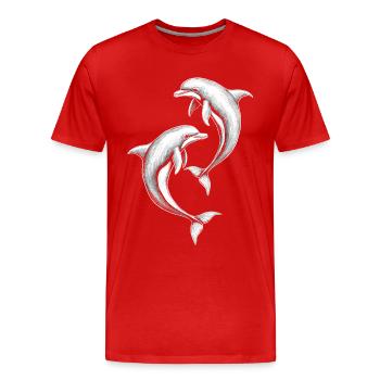 Delfin, Süße Delfine - Männer Premium Bio T-Shirt - Rot - Vorne - Damien (186cm)