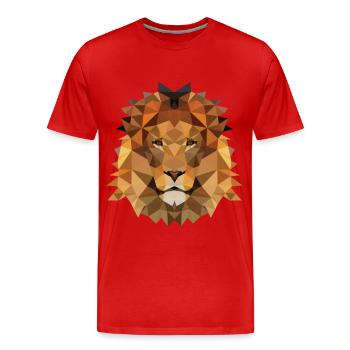 Lion Polygon - Men's Premium Organic T-Shirt - red - Front - Damien (186cm)
