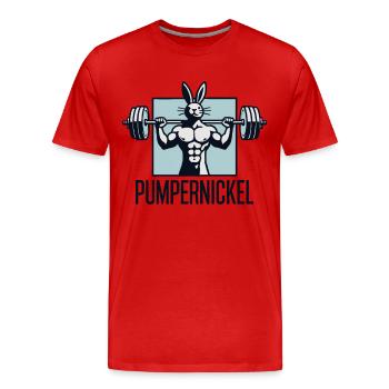Fitnesstrainer Fitness Bodybuilder Pumpernickel - Männer Premium Bio T-Shirt - Rot - Vorne - Damien (186cm)