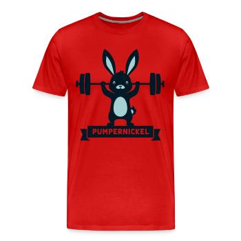 Bodybuilder Fitness Fitnesstrainer Pumpernickel - Männer Premium Bio T-Shirt - Rot - Vorne - Damien (186cm)