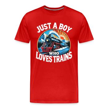 Zug Lokomotive Eisenbahn, für Jungs - Männer Premium Bio T-Shirt - Rot - Vorne - Damien (186cm)