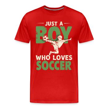 Football Joueur de football, Joueur de football Garçon - T-shirt bio Premium Homme - rouge - Devant - Damien (186cm)