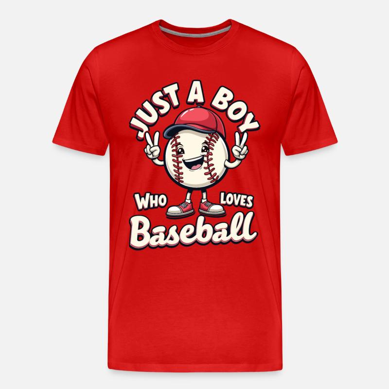 Baseball, Baseballspieler, Junge, Baseballer - Männer Premium Bio T-Shirt - Rot