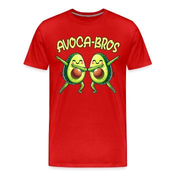 Brüder, Freunde, Kumpels, Zwillinge, AVOCABROS - Männer Premium Bio T-Shirt - Rot - Vorne - Damien (186cm)