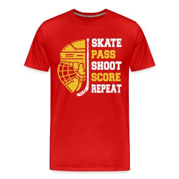 Hockey sur glace, Joueurs de hockey sur glace, Hockey sur glace - T-shirt bio Premium Homme - rouge - Devant - Damien (186cm)