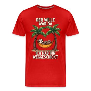 paresseux disant lève-tard déclaration bureau fatigué - T-shirt bio Premium Homme - rouge - Devant - Damien (186cm)