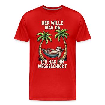 paresseux disant lève-tard déclaration bureau fatigué - T-shirt bio Premium Homme - rouge - Devant - Damien (186cm)