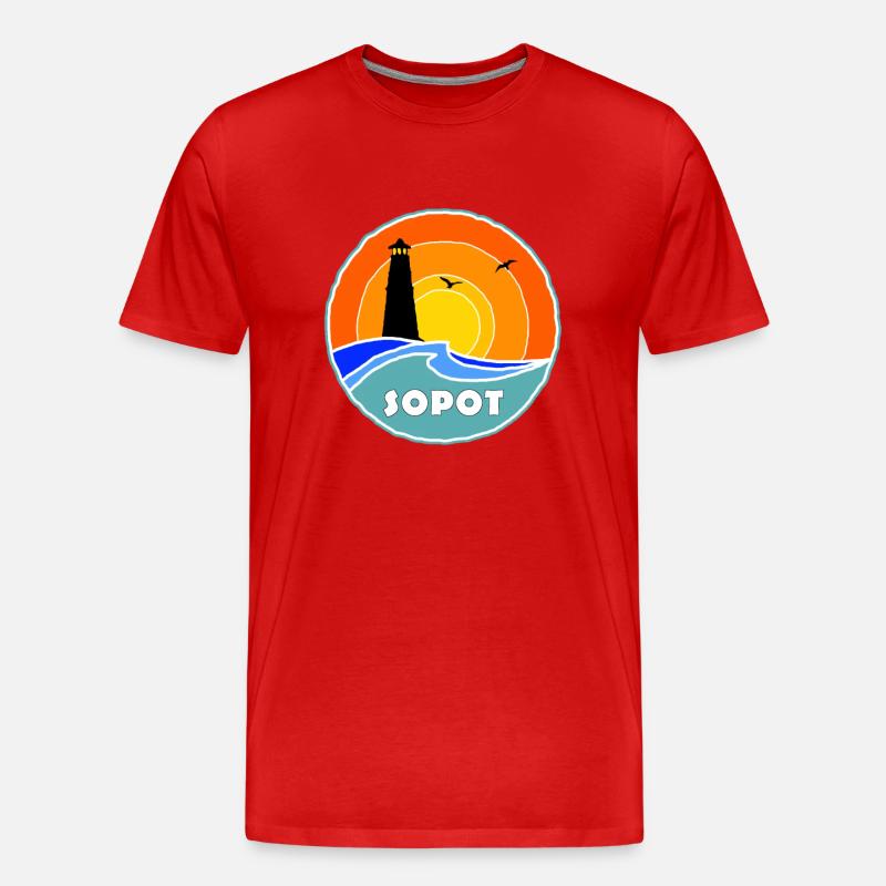 Leuchtturm Sopot - Männer Premium Bio T-Shirt - Rot