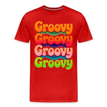 Groovy Hippie 70er Jahre 1970er 60er Jahre Party - Männer Premium Bio T-Shirt - Rot - Vorne - Damien (186cm)