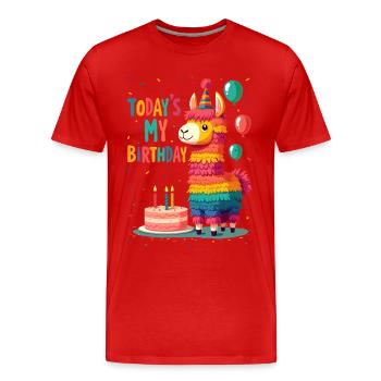 Anniversaire, Anniversaire d’enfants, Fête d’anniversaire - T-shirt bio Premium Homme - rouge - Devant - Damien (186cm)