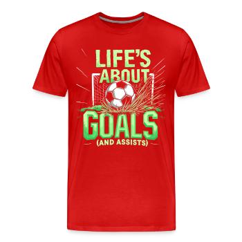 football, joueur de football, joueur de football garçon - T-shirt bio Premium Homme - rouge - Devant - Damien (186cm)