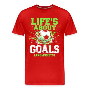 football, joueur de football, joueur de football garçon - T-shirt bio Premium Homme - rouge - Devant - Damien (186cm)