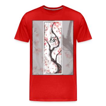 Sakura Sumi-e Kanji - T-shirt bio Premium Homme - rouge - Devant - Damien (186cm)