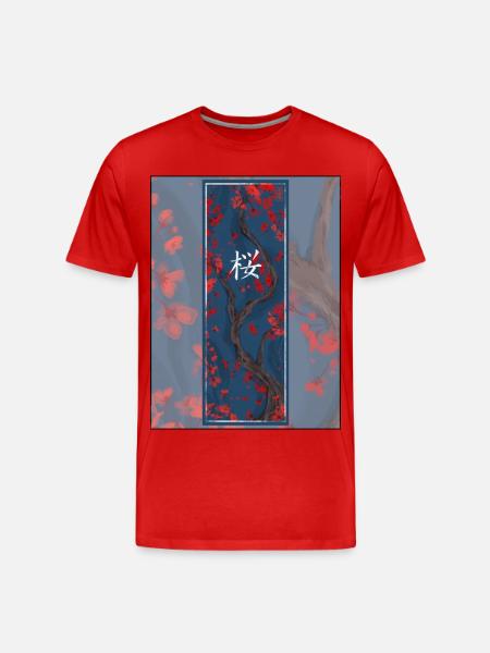 Dark Sakura Sumi-e Kanji - Men's Premium Organic T-Shirt - red