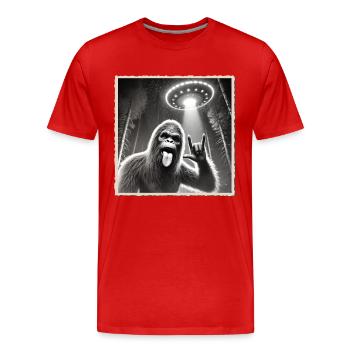 Rock, Rocker, Musique rock, Heavy metal, Rock Hand - T-shirt bio Premium Homme - rouge - Devant - Damien (186cm)