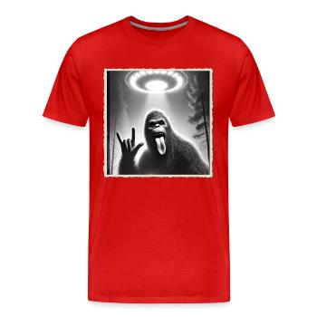 Rock, Rocker, Musique rock, Heavy metal, Rock Hand - T-shirt bio Premium Homme - rouge - Devant - Damien (186cm)