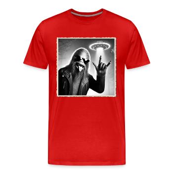 Rock, Rocker, Musique rock, Heavy metal, Rock Hand - T-shirt bio Premium Homme - rouge - Devant - Damien (186cm)