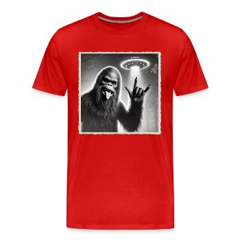 Rock, Rocker, Musique rock, Heavy metal, Rock Hand - T-shirt bio Premium Homme - rouge - Devant - Damien (186cm)