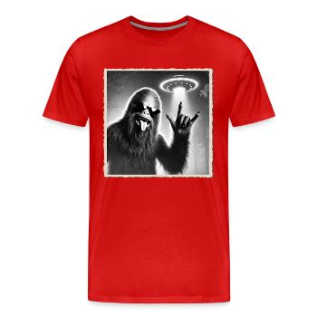 Rock, Rocker, Musique rock, Heavy metal, Rock Hand - T-shirt bio Premium Homme - rouge - Devant - Damien (186cm)