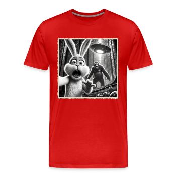 Pâques, Lapin de Pâques drôle, Lapin Selfie Fête de Pâques - T-shirt bio Premium Homme - rouge - Devant - Damien (186cm)