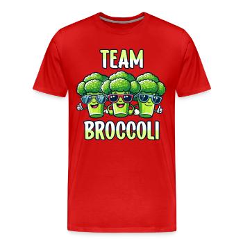 Brocoli, Végétarien, Légumes, Équipe Brocoli - T-shirt bio Premium Homme - rouge - Devant - Damien (186cm)