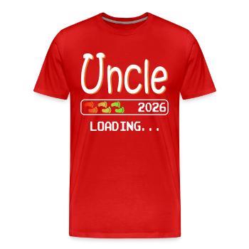 Werdender Onkel 2026 loading ich werde Onkel - Männer Premium Bio T-Shirt - Rot - Vorne - Damien (186cm)