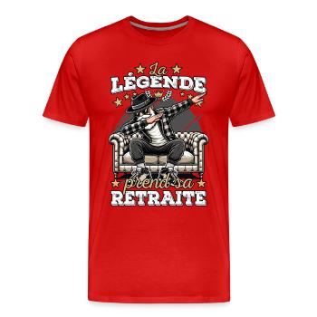 Pension Retraité La Légende prend sa Retraite - T-shirt bio Premium Homme - rouge - Devant - Damien (186cm)