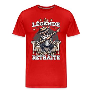 Pension Retraité La Légende prend sa Retraite - T-shirt bio Premium Homme - rouge - Devant - Damien (186cm)