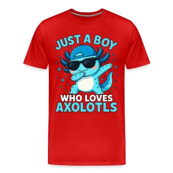 Axolotl, Dabbind Axolotl, Funny Anime Kawaii - Men's Premium Organic T-Shirt - red - Front - Damien (186cm)