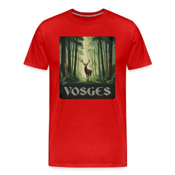 Vosges Hirsch Wald - Männer Premium Bio T-Shirt - Rot - Vorne - Damien (186cm)