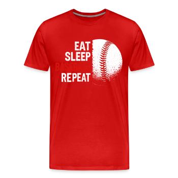 Baseball, Baseball Player, Boy, Baseball Player - Men's Premium Organic T-Shirt - red - Front - Damien (186cm)