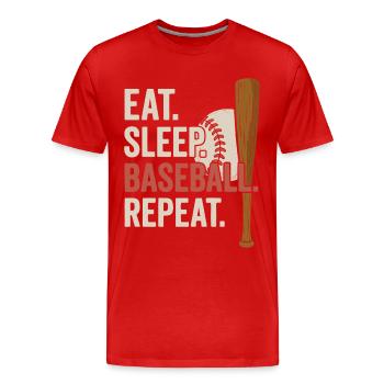 Baseball, Baseball Player, Boy, Baseball Player - Men's Premium Organic T-Shirt - red - Front - Damien (186cm)