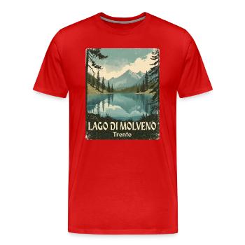 Lake Molveno retro mountain lake - Men's Premium Organic T-Shirt - red - Front - Damien (186cm)