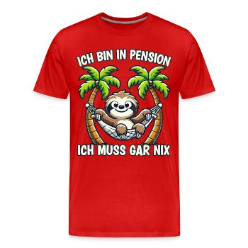 Pension Pensionierung Mann Frau Ich bin in Pension - Männer Premium Bio T-Shirt - Rot - Vorne - Damien (186cm)