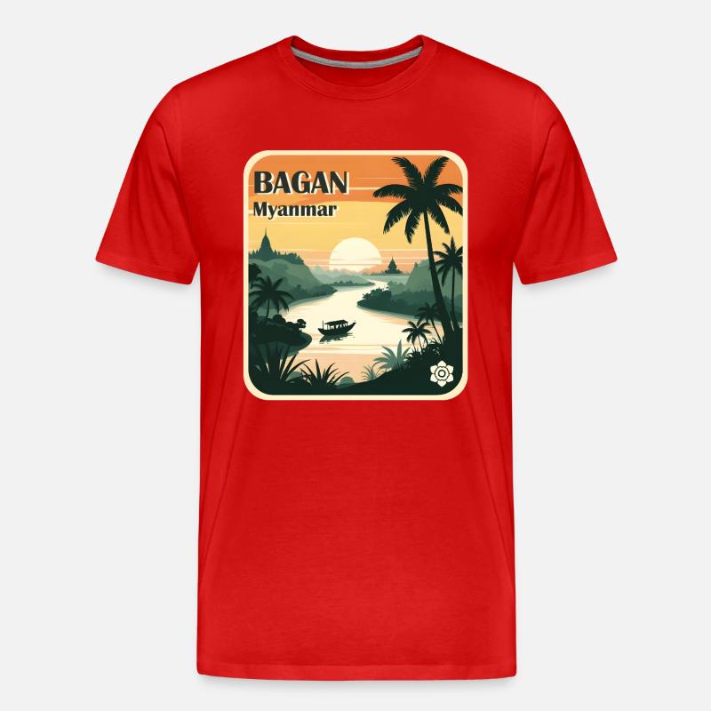 Bagan Myanmar - Männer Premium Bio T-Shirt - Rot