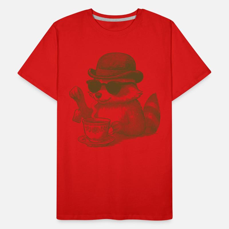 Tee, Teetrinker, Waschbär mit Sonnenbrille Männer Premium Bio T-Shirt