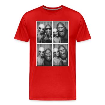 Bigfoot, Alien, Photo, Photo Booth, Alien - Men's Premium Organic T-Shirt - red - Front - Damien (186cm)
