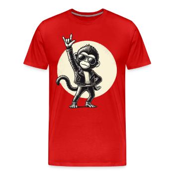 Rock, Rocker, Musique rock, Heavy metal, Rock Hand - T-shirt bio Premium Homme - rouge - Devant - Damien (186cm)