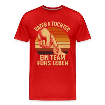 Vater und Tochter Papa und Tochter - ein team - Männer Premium Bio T-Shirt - Rot - Vorne - Damien (186cm)