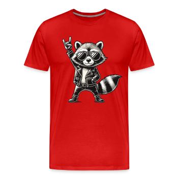Rock, Rocker, Musique rock, Heavy metal, Rock Hand - T-shirt bio Premium Homme - rouge - Devant - Damien (186cm)