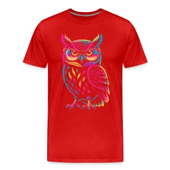 Owl Colorful Pop Art Owl Eagle Owl Rainbow Colors - Men's Premium Organic T-Shirt - red - Front - Damien (186cm)