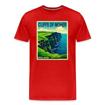 falaises de moher Irlande - T-shirt bio Premium Homme - rouge - Devant - Damien (186cm)