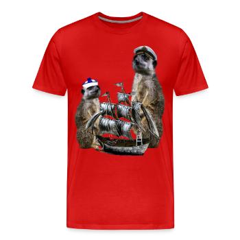 Kapitän-Erdmännchen - Männer Premium Bio T-Shirt - Rot - Vorne - Damien (186cm)
