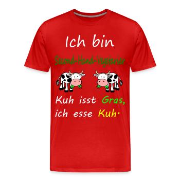 Kuh - Männer Premium Bio T-Shirt - Rot - Vorne - Damien (186cm)