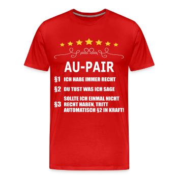 AU-PAIR - Männer Premium Bio T-Shirt - Rot - Vorne - Damien (186cm)