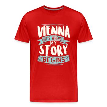 Vienne c'est où mon histoire commence - T-shirt bio Premium Homme - rouge - Devant - Damien (186cm)