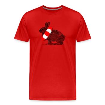 Funny Swimming Ring Rabbit Gift - Men's Premium Organic T-Shirt - red - Front - Damien (186cm)