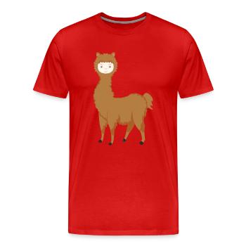 Lama Alpagas Mignon Mignon Mignon Mignon Lamafan - T-shirt bio Premium Homme - rouge - Devant - Damien (186cm)